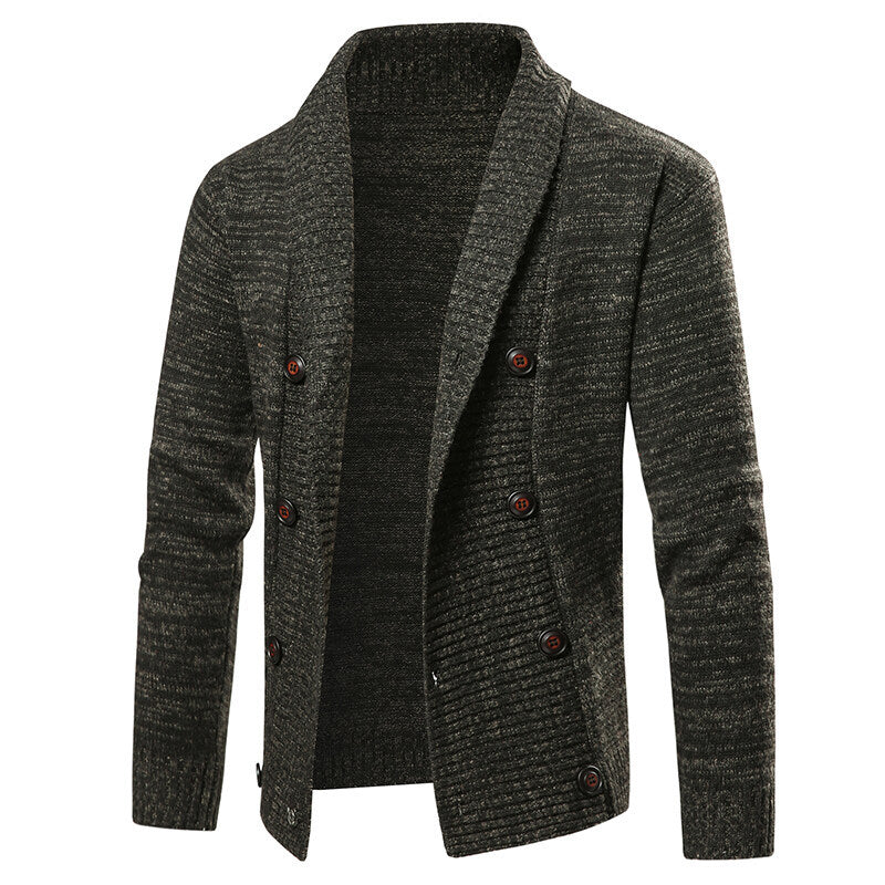 Herren Strickjacke mit Schalkragen und doppelter Knopfleiste Nord Taschen