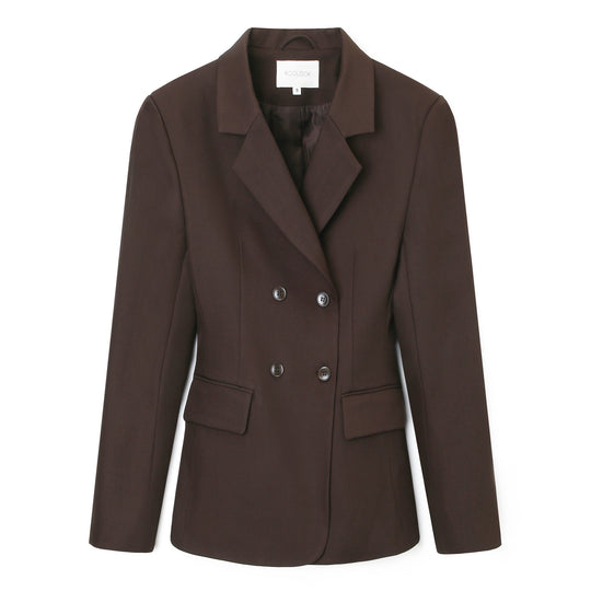 Damen Doppelreihiger taillierter Business‑Blazer mit Pattentaschen und fallendem Revers Nord Taschen