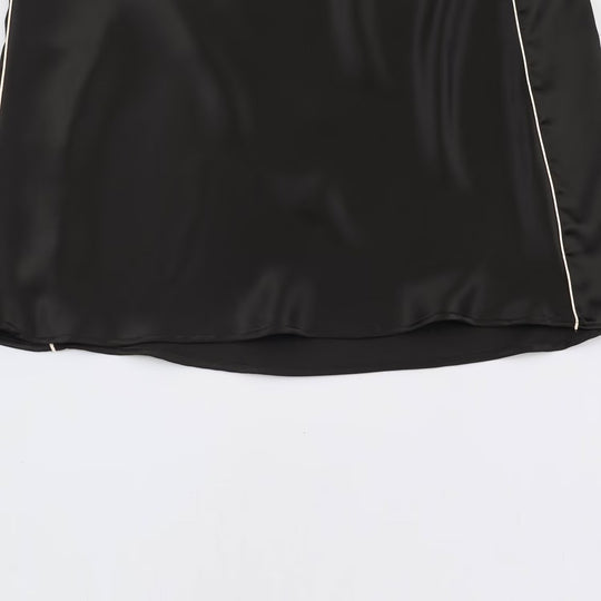 Damen Satin-Midirock mit seitlichem Paspelband und A-Linien-Schnitt Nord Taschen