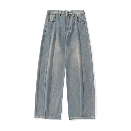 Damen Palazzo-Jeans mit hoher Taille, markanter Mittelnaht und weitem Bein Nord Taschen