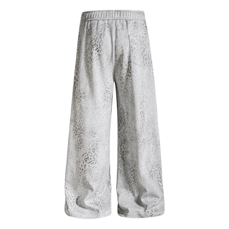 Damen Weite Palazzo-Joggpants mit Tunnelzugbund, Statement-Print und Vintage-Waschung Nord Taschen