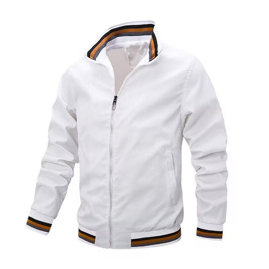 Herren Leichte Bomberjacke im Retro-Sportstil mit Stehkragen und gestreiften Rippbündchen Nord Taschen