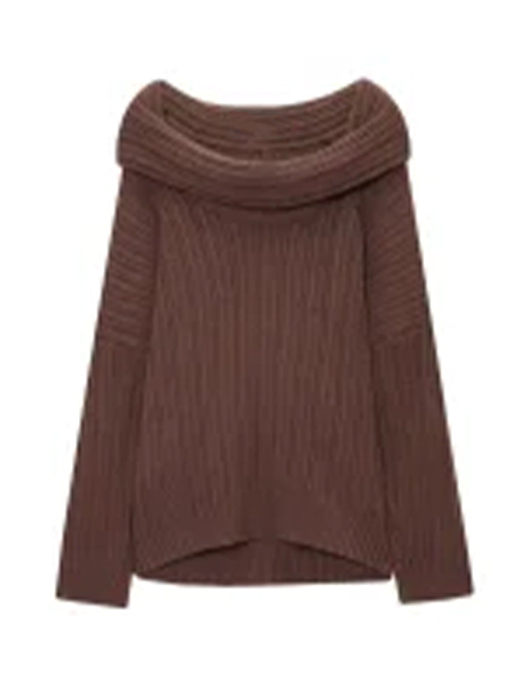 Damen Oversized Grobstrick-Pullover mit Kapuze, tiefem Schulterfall und strukturierter Rippoptik Nord Taschen