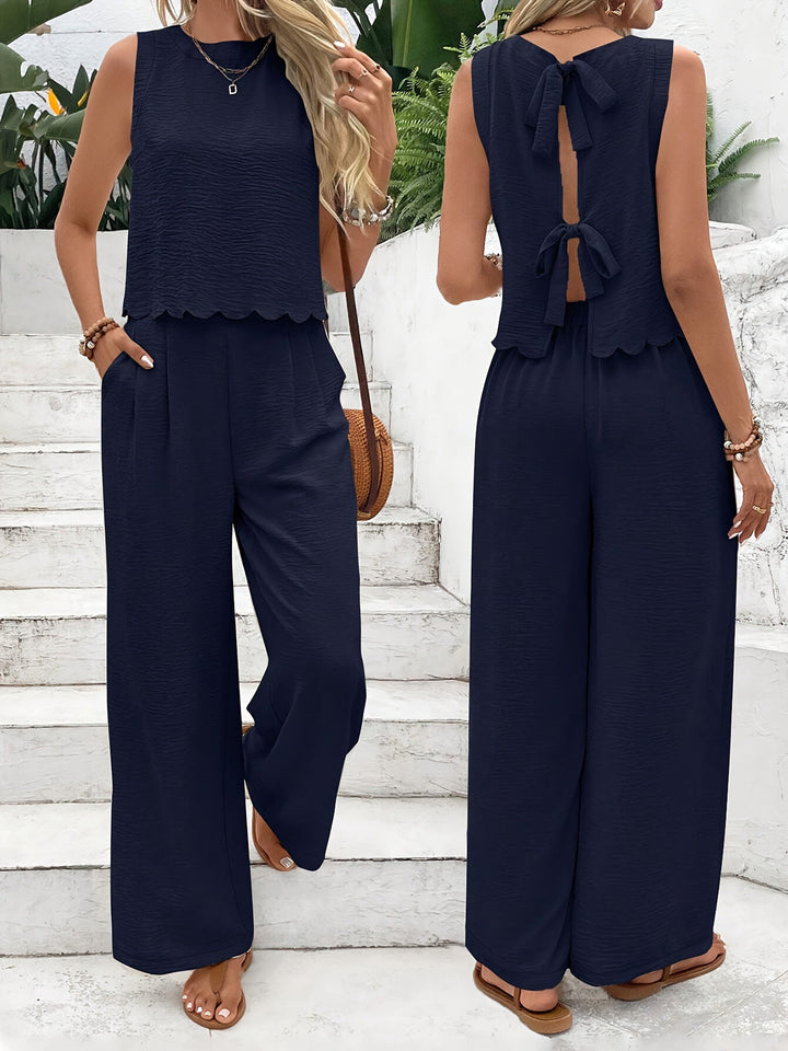 Damen Jumpsuit mit elegantem Rückenausschnitt und weitem Bein