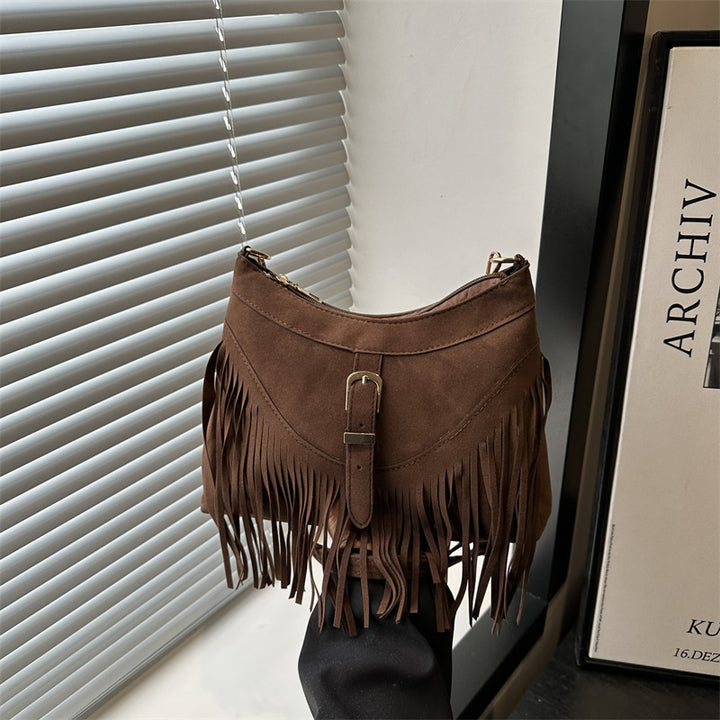Damen Hobo-Tasche mit modischem Fransen-Design und verstellbarem Schulterriemen Nord Taschen