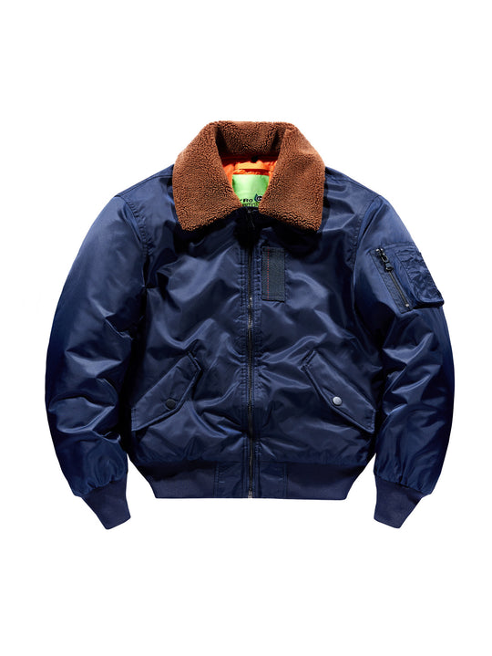 Herren Pilotenbomberjacke mit Teddykragen und Utility-Ärmeltasche Nord Taschen