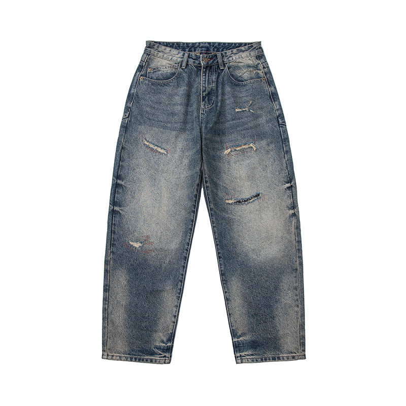 Damen Locker geschnittene Vintage-Denim-Jeans mit ausgefransten Details und verkürztem Bein Nord Taschen