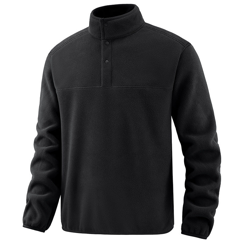 Herren Fleece-Pullover mit Stehkragen und Druckknopf-Leiste für wärmende Zwischenschicht Nord Taschen