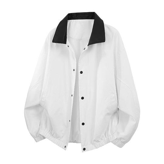 Herren Oversize Coach-Jacke mit glänzendem Kragen, verdeckter Druckknopfleiste und elastischem Saum Nord Taschen