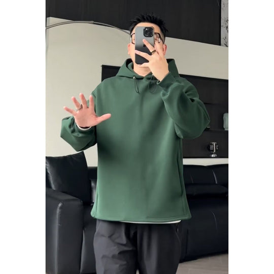 Herren Oversized Kapuzenpullover mit Dropped-Shoulder, schwerer Baumwollmischung und minimalistischer Silhouette Nord Taschen
