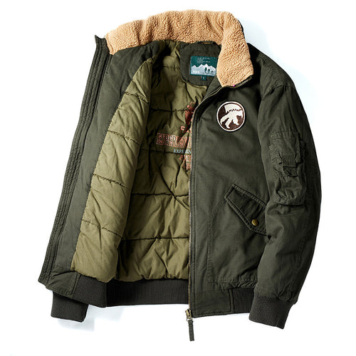 Herren Piloten-Bomberjacke mit Teddykragen, gesteppter Thermofütterung und Utility-Taschen Nord Taschen