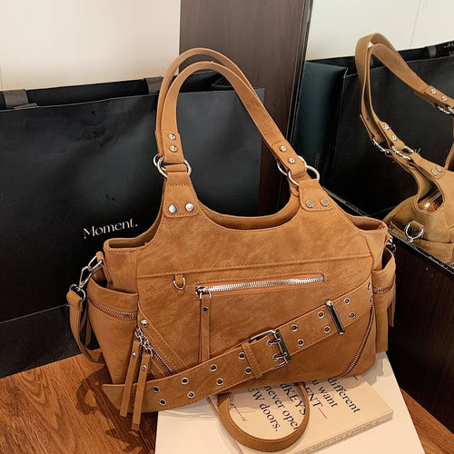 Damen Hobo-Tasche aus hochwertigem Veloursleder mit multifunktionalen Taschen Nord Taschen