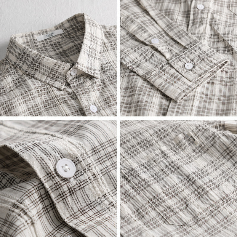 Herren Karierter Baumwoll-Overshirt im Relaxed-Fit mit Brusttasche und Soft‑Touch Nord Taschen