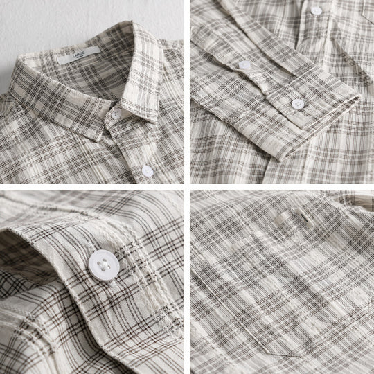 Herren Karierter Baumwoll-Overshirt im Relaxed-Fit mit Brusttasche und Soft‑Touch Nord Taschen