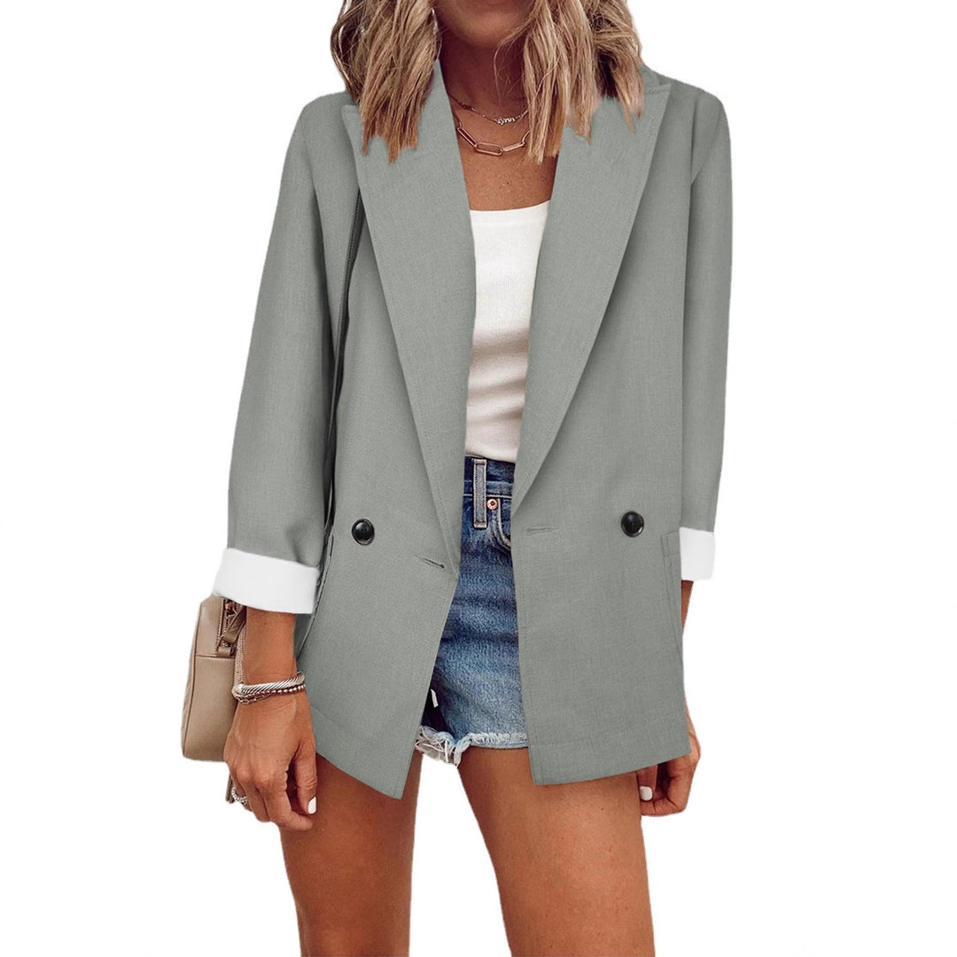 Damen Lockerer Longline-Blazer mit aufgekrempelten Ärmeln und zweireihiger Knopfleiste Nord Taschen