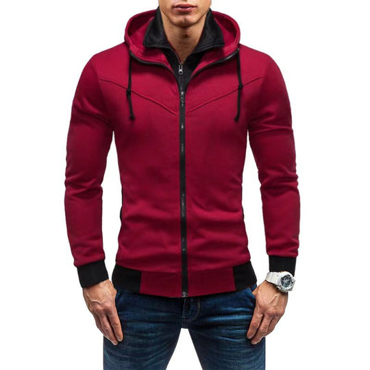 Herren Slim-Fit Kapuzenjacke mit verdecktem Reißverschluss-Doppelkragen und kontrastierten Bündchen Nord Taschen