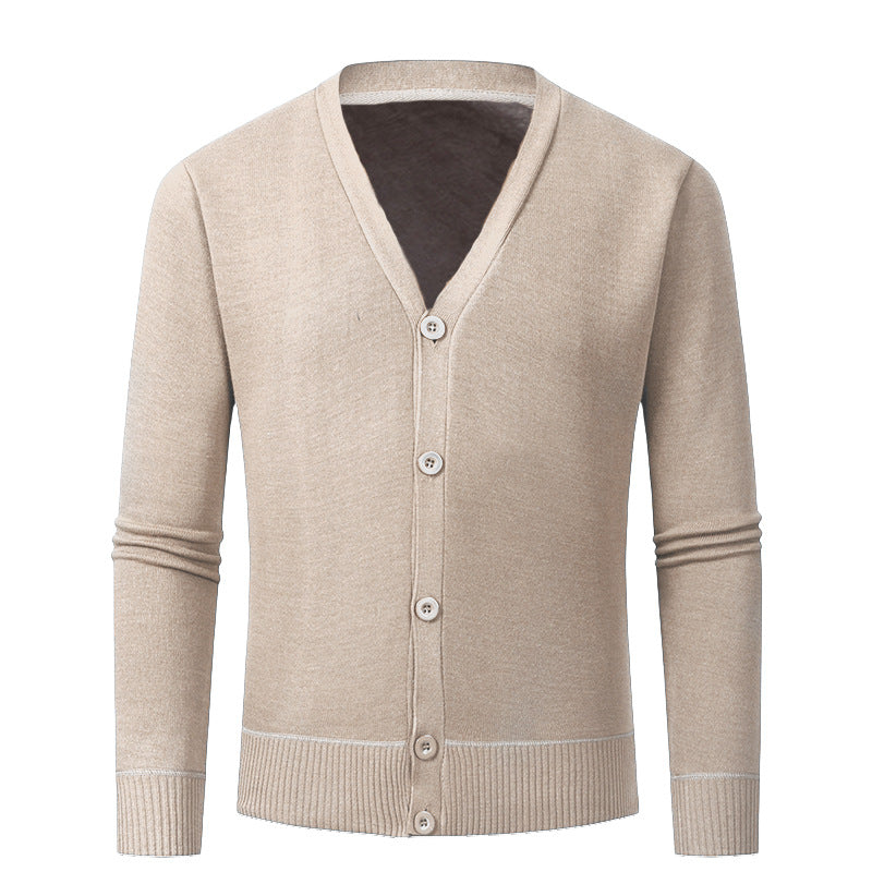 Herren Strickjacke mit V-Ausschnitt und knopflosem Design