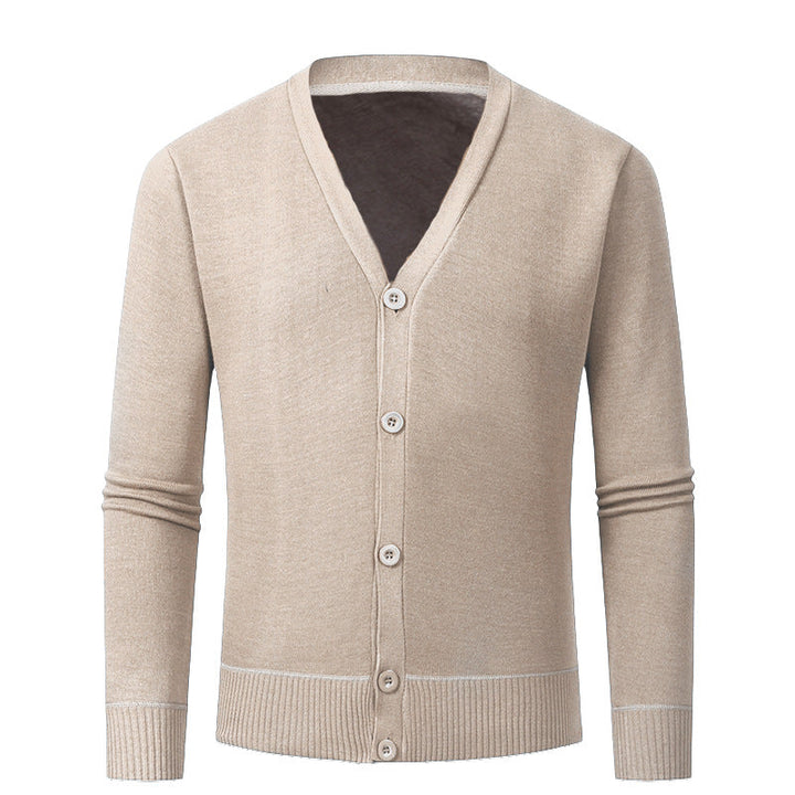Herren Strickjacke mit V-Ausschnitt und knopflosem Design