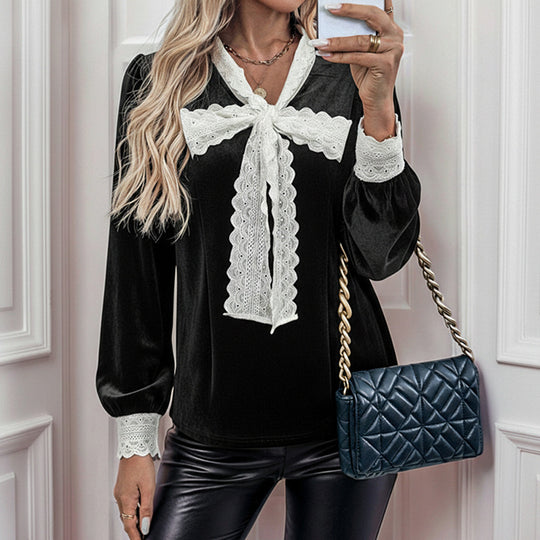 Damen Elegante Bluse mit Spitzenakzenten Nord Taschen