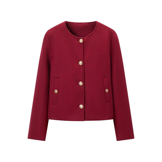 Damen Kurzjacke im Boxy‑Schnitt mit Rundhals und goldenen Zierknöpfen Nord Taschen