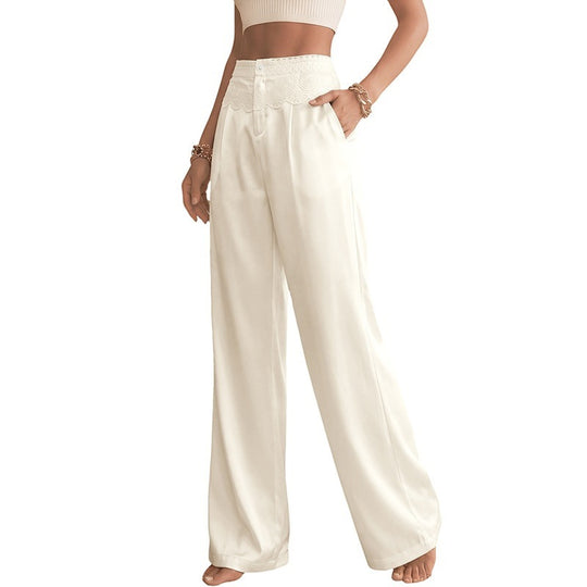 Damen elegante weite Hose mit Spitzendetails Nord Taschen