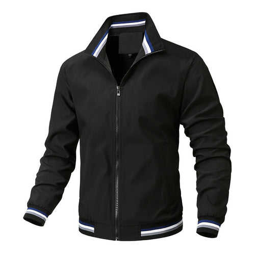 Herren Sportlich-leichte College-Bomberjacke mit geripptem Kragen und Streifen-Details Nord Taschen