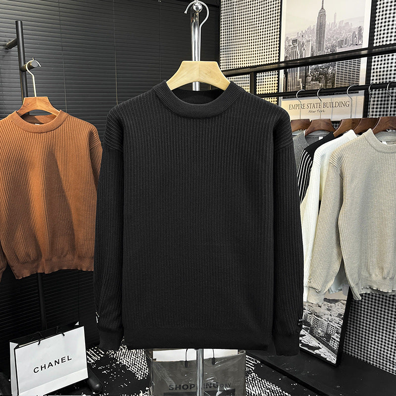 Herren Feiner Rippenstrick-Pullover mit Rundhalsausschnitt und verstärkter Schulternaht Nord Taschen