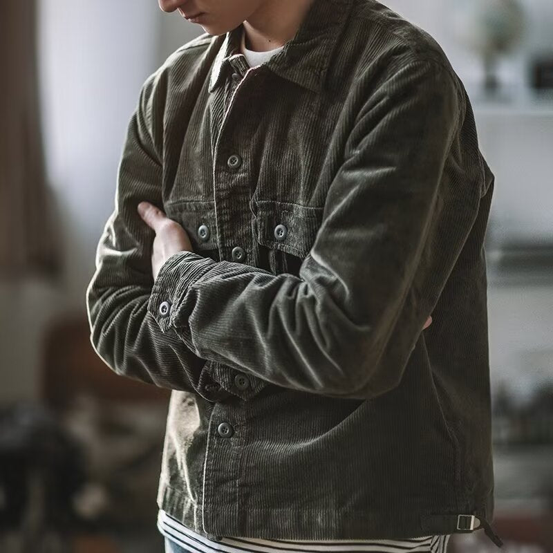 Herren Robustes Kord-Overshirt im Worker-Look mit aufgesetzten Pattentaschen Nord Taschen