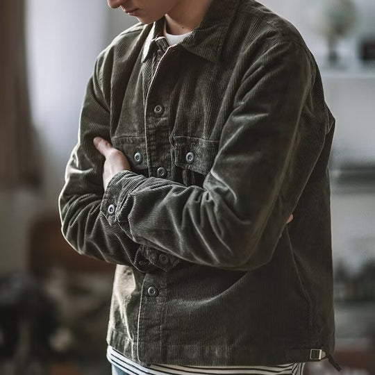Herren Robustes Kord-Overshirt im Worker-Look mit aufgesetzten Pattentaschen Nord Taschen