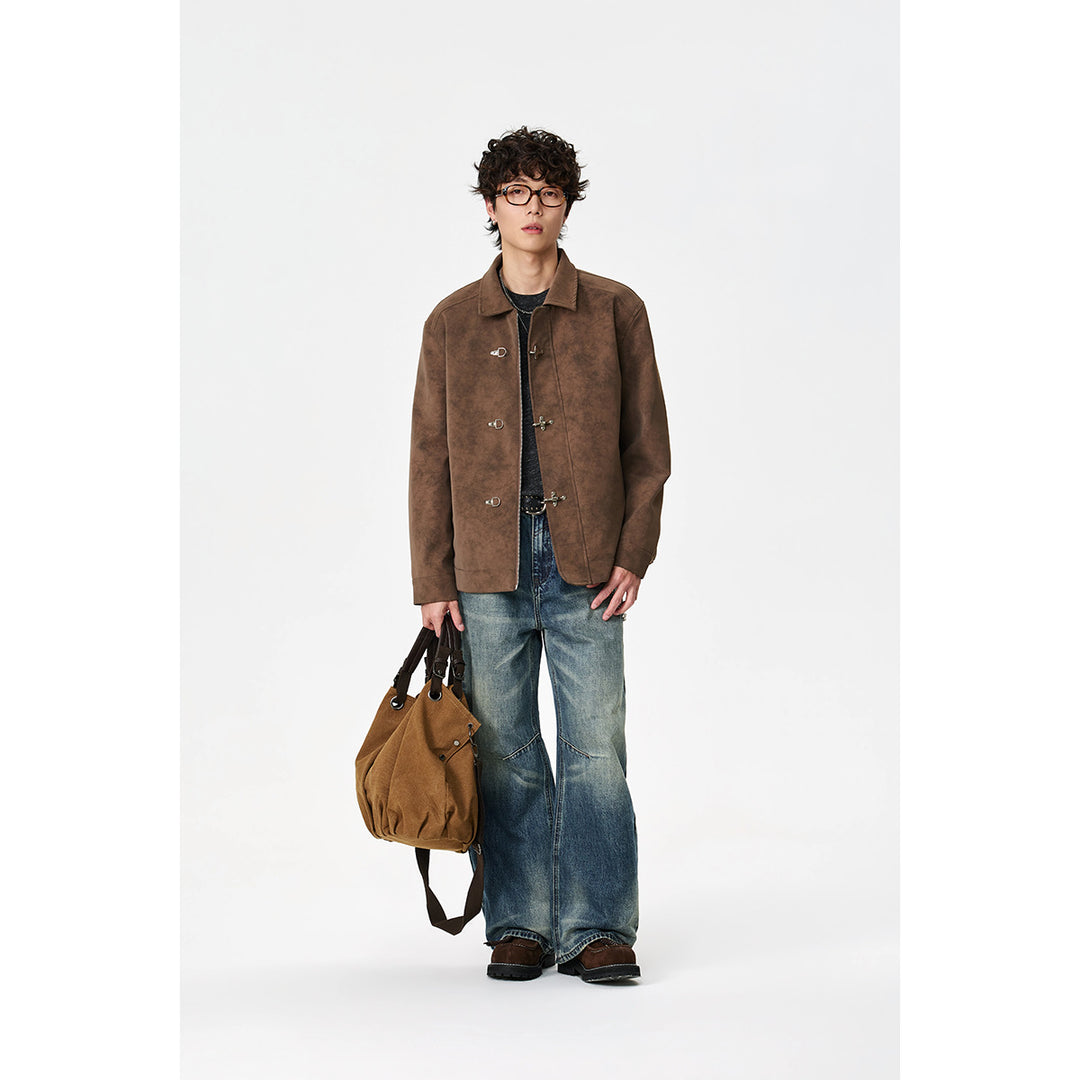 Unisex Kurz geschnittener Blouson in Wildlederoptik mit markanten Knebelverschlüssen Nord Taschen