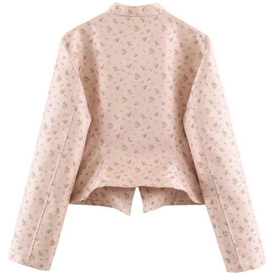 Damen Cropped Blazerjacke im Vintage‑Streifen‑Look mit Stehkragen und asymmetrischer Knopfleiste Nord Taschen