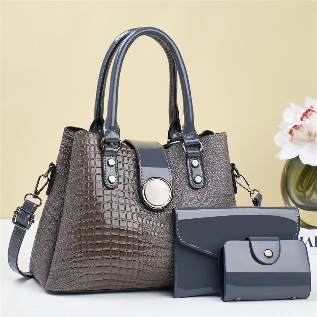 Damen Handtasche mit strukturiertem Croco-Look und abnehmbarem Zubehör Nord Taschen