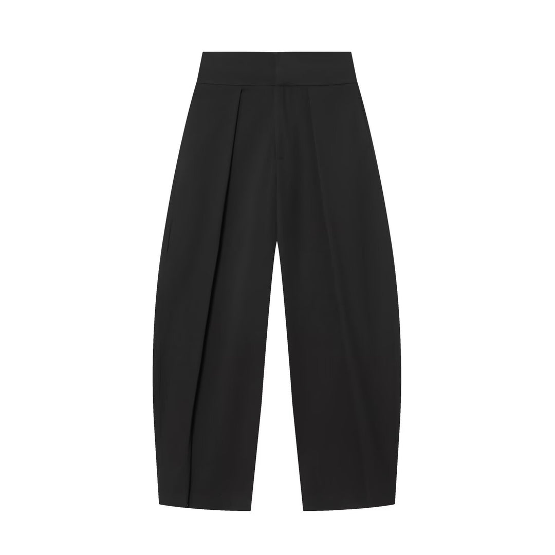 Damen Hochtaillierte Plissée-Hose mit weitem Bein und markanten Vorderfalten Nord Taschen