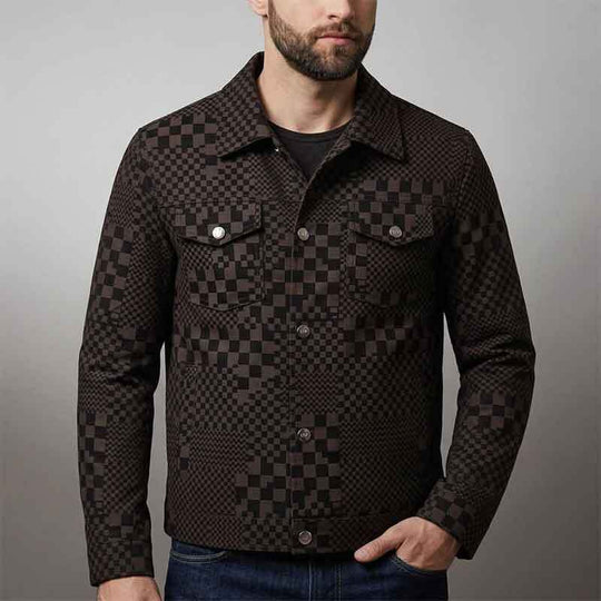 Herren Modische Steppjacke mit einzigartigem Karomuster Nord Taschen