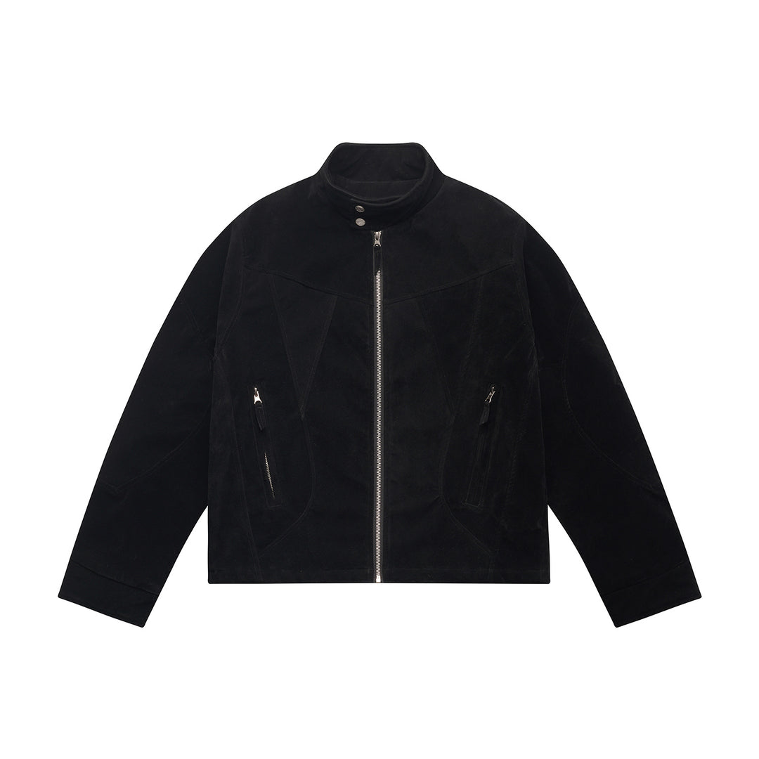 Herren Kurzblouson aus Velours‑Suede mit hohem Kragen und ergonomischer Nahtführung Nord Taschen