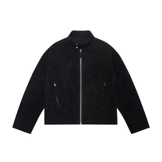 Herren Kurzblouson aus Velours‑Suede mit hohem Kragen und ergonomischer Nahtführung Nord Taschen