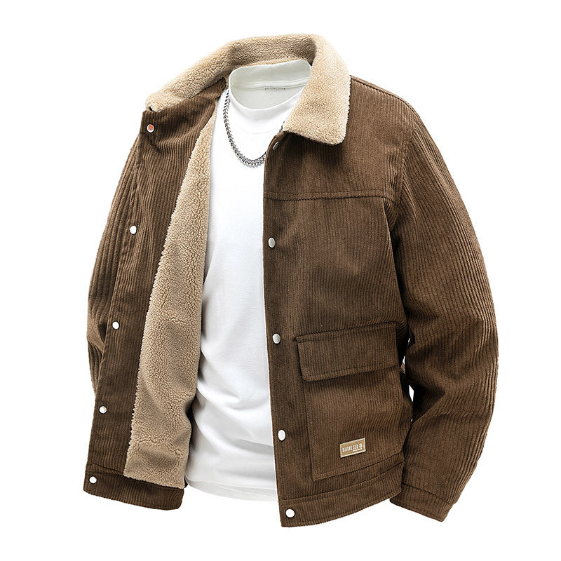 Herren Stilvolle Cordjacke Nord Taschen