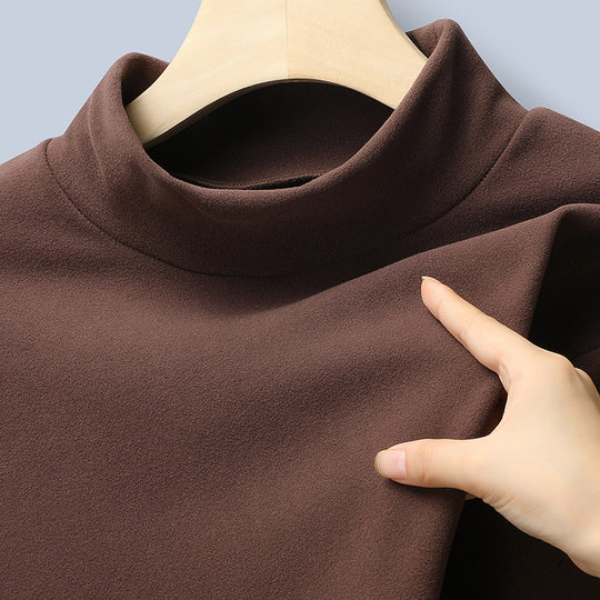Damen Feines Stretch-Mockneck-Langarmshirt mit engem Stehkragen Nord Taschen