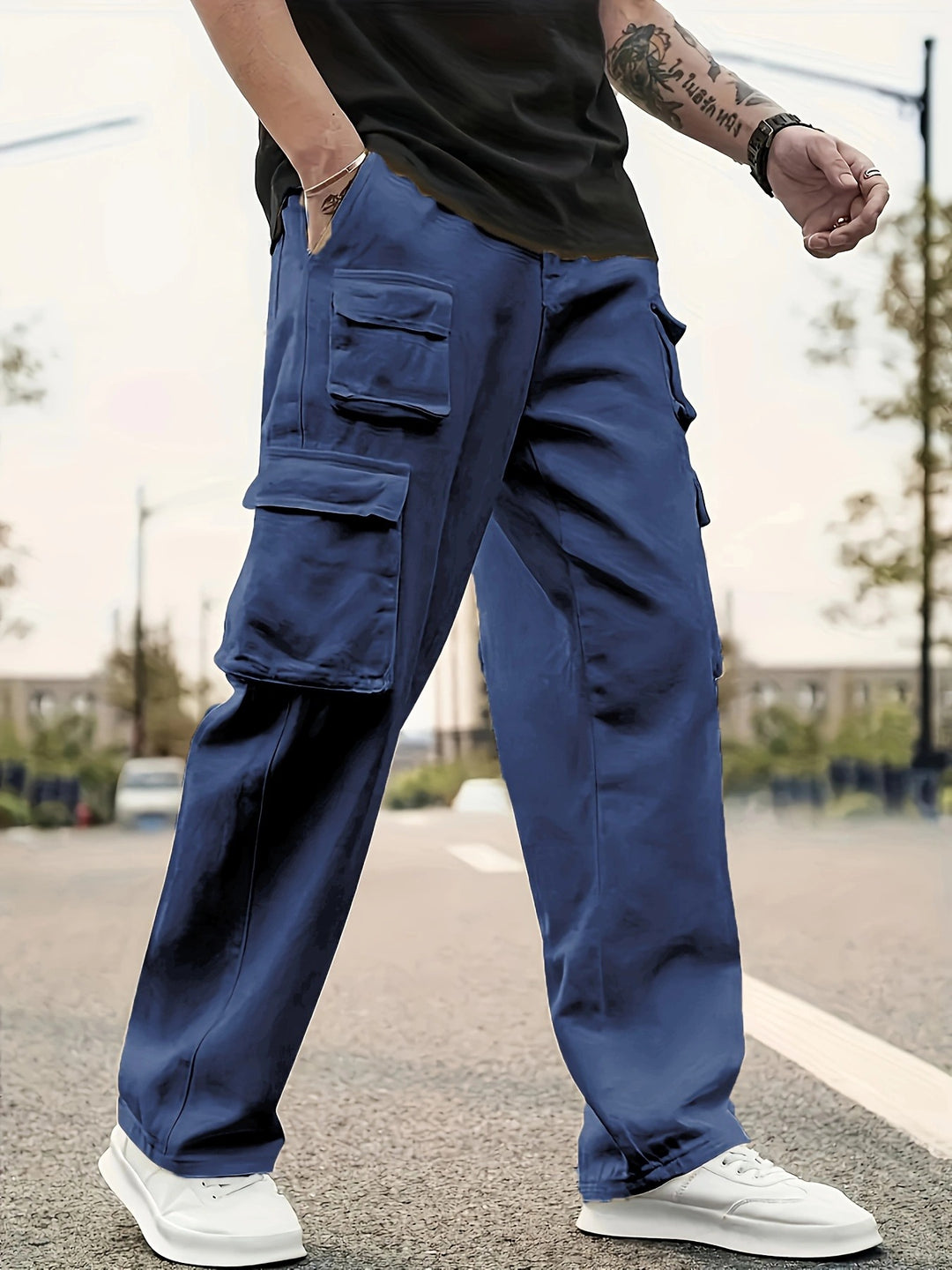Herren Relaxed-Fit Utility-Cargohose mit großen Klappfächern und elastischem Beinabschluss Nord Taschen