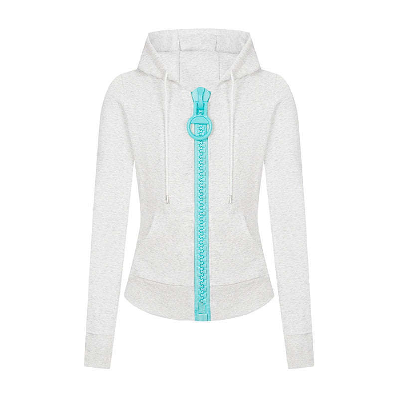Damen Kapuzen-Sweatjacke mit markantem Zierreißverschluss und Kängurutasche Nord Taschen