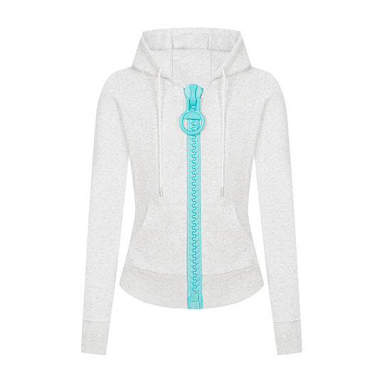 Damen Kapuzen-Sweatjacke mit markantem Zierreißverschluss und Kängurutasche Nord Taschen