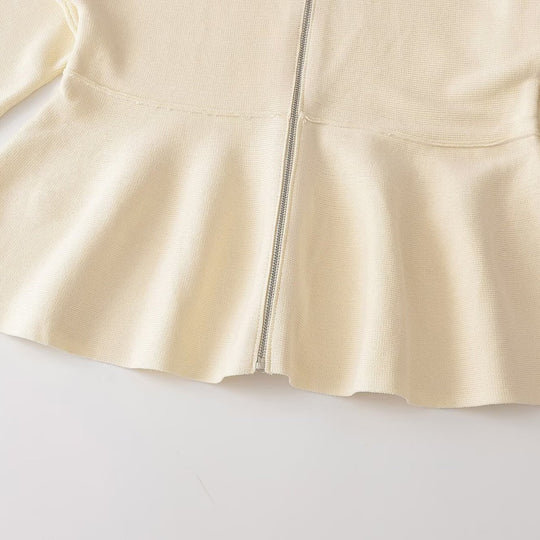 Damen Strukturstrick A-Linien Cardigan mit Reißverschluss und Stehkragen Nord Taschen