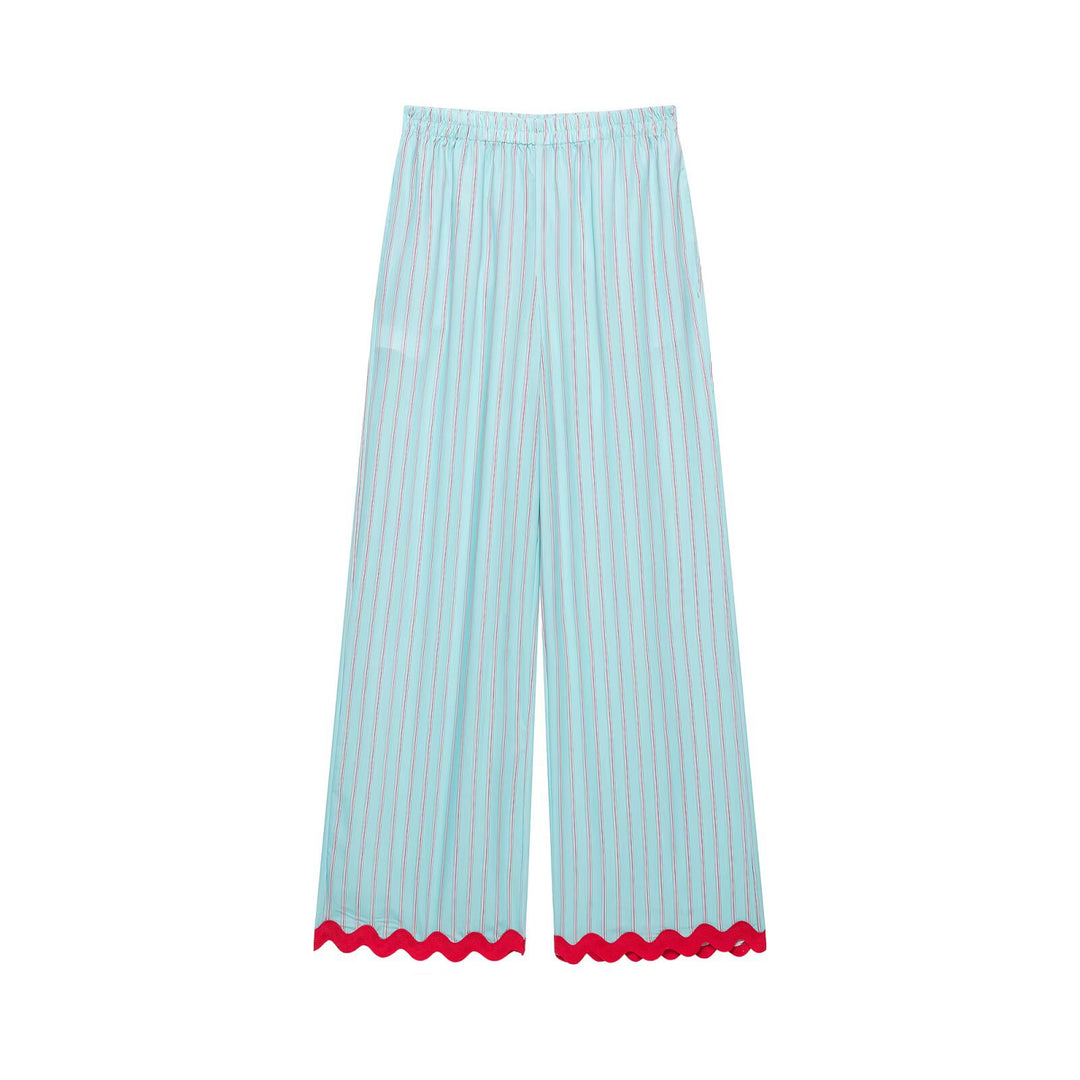 Damen Leichte weit geschnittene Loungehose mit elastischem Bund und welligem Saum Nord Taschen
