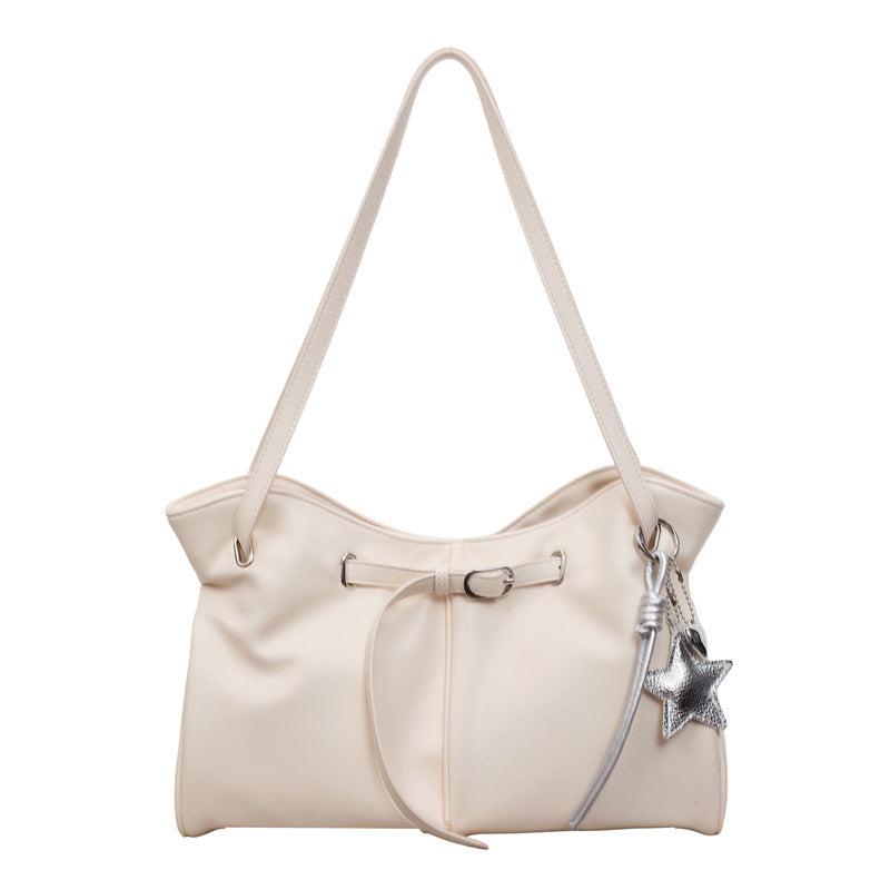 Damen modische Shopper Tasche mit elegantem Kordelzug und dekorativem Anhänger Nord Taschen