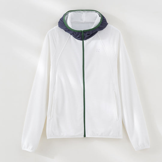 Damen Leichte Kapuzen-Trainingsjacke aus strukturiertem Funktionsjersey mit durchgehendem Reißverschluss Nord Taschen