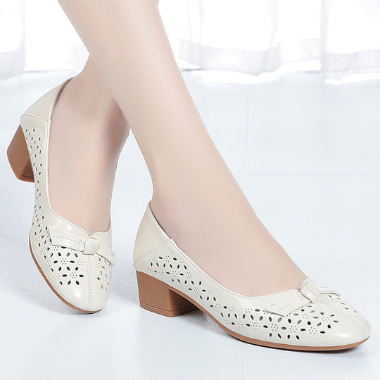 Damen Elegante und luftige Ballerinas mit modischem Lochdesign und komfortablem Absatz