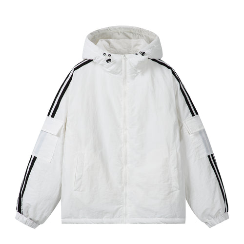 Unisex Kurzboxy wattierter Kapuzenblouson mit Ärmel‑Utilitytasche und seitlichen Eingrifftaschen Nord Taschen