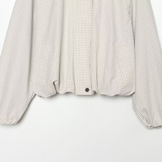 Damen Cropped Blousonjacke im Boxy‑Schnitt mit feinem Karomuster und Kontrast-Kunstlederkragen Nord Taschen