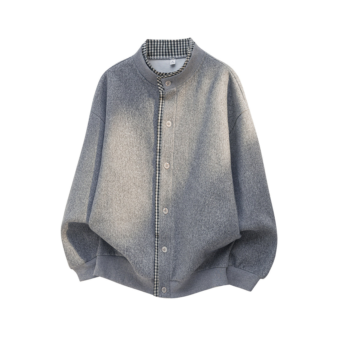 Unisex Oversize Hemdblousonjacke aus Wollmix mit Knopfleiste und kariertem Innenkragen Nord Taschen