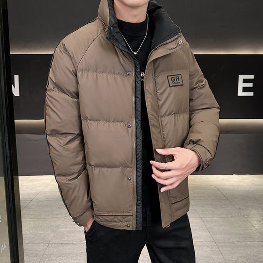 Herren Wattierte Steppjacke mit hohem Kragen, Druckknopfblende & kontrastierendem Seitenstreifen Nord Taschen